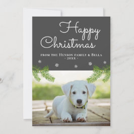 Snowflake Dog Foto van Cute Kerstpine Branches Kaart