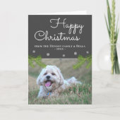 Snowflake Dog Foto van Cute Kerstpine Branches Kaart (Voorkant)