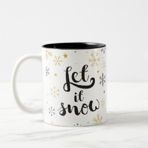 Snowflake Doodles kerstkunst grafische kaart Tweekleurige Koffiemok