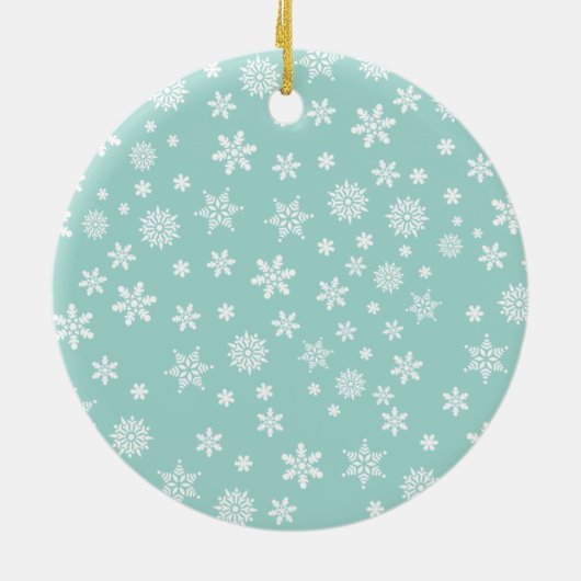 Snowflake drijfmest rode banner blauwgroen aangepa keramisch ornament (Achterkant)