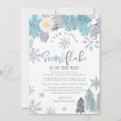Snowflake drive by Baby shower Invitation Boy Kaart (Voorkant)