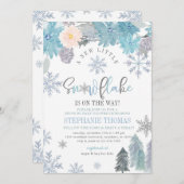 Snowflake drive by Baby shower Invitation Boy Kaart (Voorkant / Achterkant)