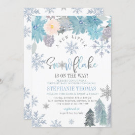 Snowflake drive by Baby shower Invitation Boy Kaart