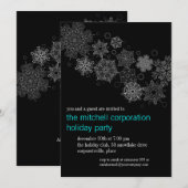 Snowflake Ebony Holiday Party Kaart (Voorkant / Achterkant)