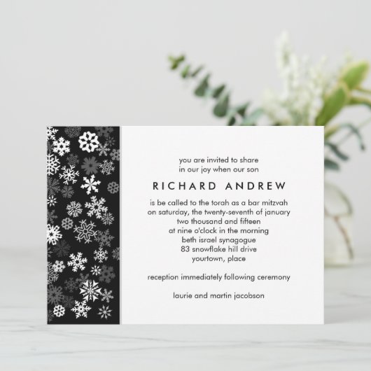 Snowflake Edge 2 Bar Mitzvah Kaart (Staand voorkant)