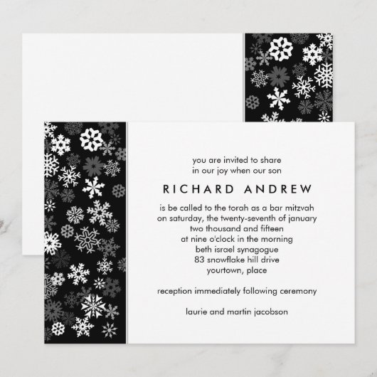 Snowflake Edge 2 Bar Mitzvah Kaart (Voorkant / Achterkant)