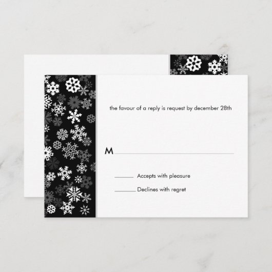 Snowflake Edge Bar Mitzvah Reply RSVP Kaartje (Voorkant / Achterkant)