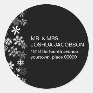 Snowflake Edge Bar Mitzvah Return Address Ronde Sticker