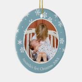 Snowflake Eerste Kerstmis 2 Foto Aangepast Keramisch Ornament (Rechts)