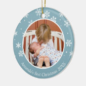 Snowflake Eerste Kerstmis 2 Foto Aangepast Keramisch Ornament (Links)