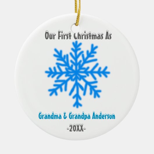 Snowflake eerste kerstmis als grootouderversiering keramisch ornament (Voorkant)