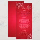 Snowflake Elegance Wedding Menu Red (Voorkant / Achterkant)