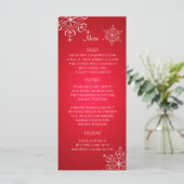 Snowflake Elegance Wedding Menu Red (Staand voorkant)