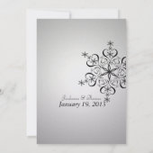 Snowflake Elegance Zilveren Winter Wedding Kaart (Achterkant)