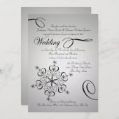 Snowflake Elegance Zilveren Winter Wedding Kaart (Voorkant / Achterkant)