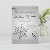 Snowflake Elegance Zilveren Winter Wedding Kaart (Staand voorkant)