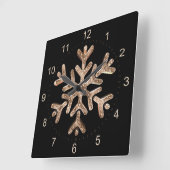 Snowflake Elegant Black en Gold Kerstmis Vierkante Klok (Hoek)