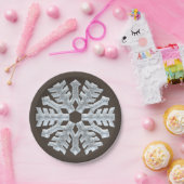 Snowflake Elegant Brown Natuur Kerstmis, bevroren Papieren Bordje (Feest)