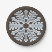 Snowflake Elegant Brown Natuur Kerstmis, bevroren Papieren Bordje (Voorkant)