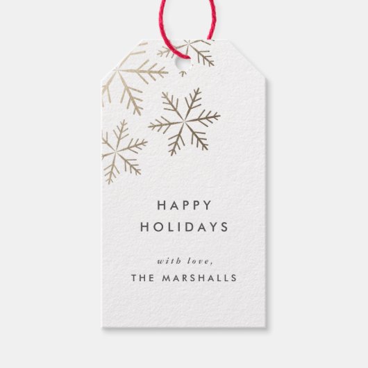 Snowflake Elegant Faux Folie Holiday Cadeaulabel (Voorkant)