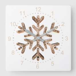 Snowflake Elegant Gold and White Christmas Vierkante Klok