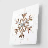 Snowflake Elegant Gold and White Christmas Vierkante Klok (Hoek)