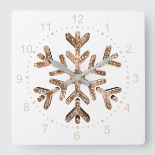 Snowflake Elegant Gold en witte kerst Vierkante Klok