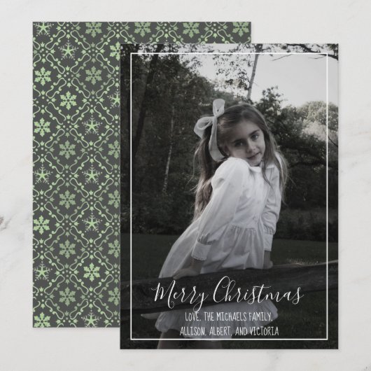 Snowflake Elegant Gray Nordic Modern 1 Foto Feestdagenkaart (Voorkant / Achterkant)