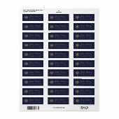 Snowflake Elegant Navy Blue Faux Gold Foil Winter  Etiket (Full Sheet)