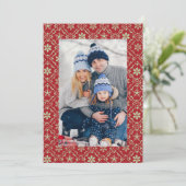 Snowflake Elegant Red 1 Foto Feestdagenkaart (Staand voorkant)