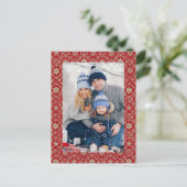 Snowflake Elegant Red 1 Foto Feestdagenkaart (Staand voorkant)