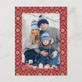 Snowflake Elegant Red 1 Foto Feestdagenkaart (Voorkant)