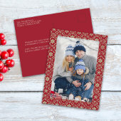 Snowflake Elegant Red 1 Foto Feestdagenkaart