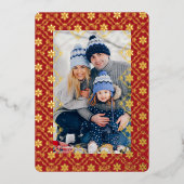 Snowflake Elegant Red 1 Foto Folie Feestdagenkaart (Voorkant)