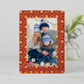 Snowflake Elegant Red 1 Foto Folie Feestdagenkaart (Staand Voorkant)