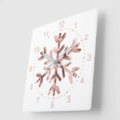 Snowflake Elegant Roos Gold Kerstmis Vierkante Klok (Hoek)