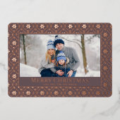 Snowflake Elegant Roos Gold Photo Folie Feestdagenkaart (Voorkant)