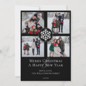 Snowflake Emblem Fotocollage | Black Feestdagenkaart (Voorkant)