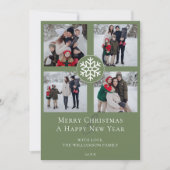 Snowflake Emblem Fotocollage | Green Feestdagenkaart (Voorkant)