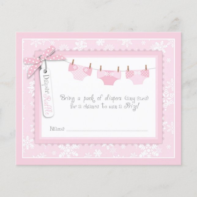 Snowflake en Baby Carriage Diaper Raffle Ticket (Voorkant)