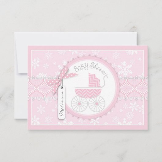 Snowflake en Baby Carriage Diaper Raffle Ticket Kaart (Achterkant)