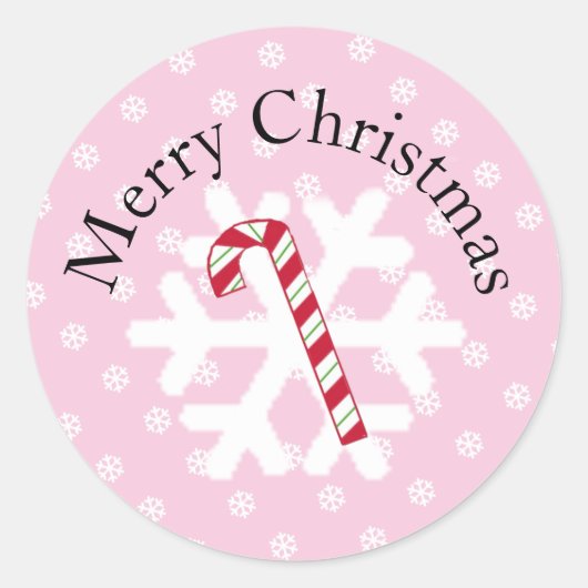 Snowflake en Candy Cane Classic Round Sticker (Voorkant)