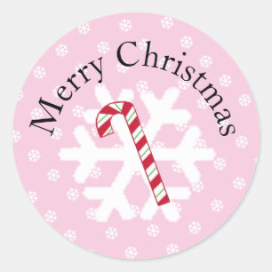 Snowflake en Candy Cane Classic Round Sticker
