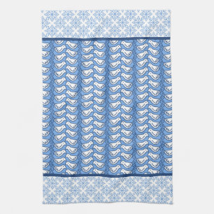 Snowflake en Dove Pattern Winter Kitchen Towel Theedoek