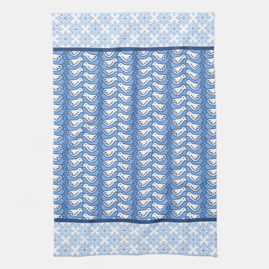 Snowflake en Dove Pattern Winter Kitchen Towel Theedoek (Verticaal)