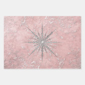 Snowflake en florroze zilverelegant   inpakpapier vel (Voorkant 3)