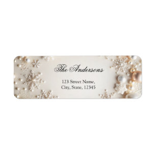 Snowflake en Pearl Winter Baby shower Label