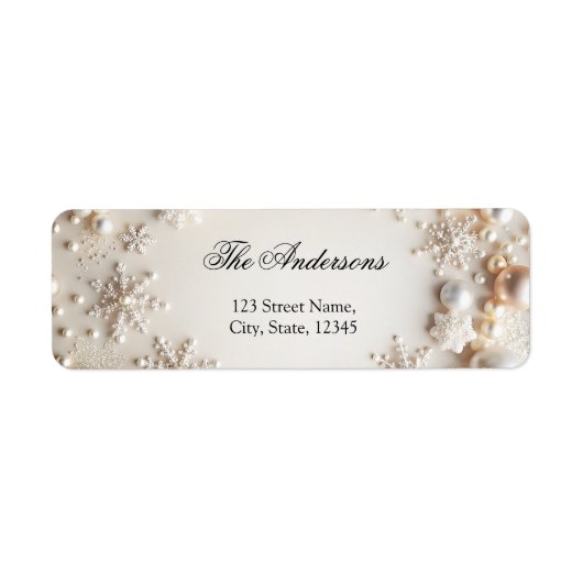 Snowflake en Pearl Winter Baby shower Label (Voorkant)