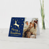 Snowflake en rendierkerstfoto echt folie feestdagenkaart (Voorkant)