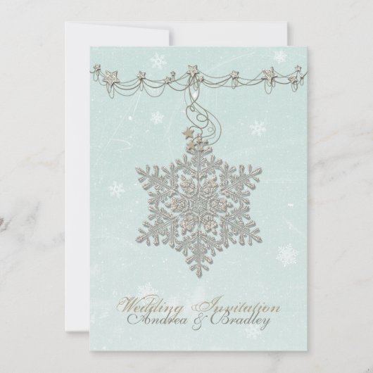 Snowflake en Stars Winter Wedding Invitation Kaart (Voorkant)